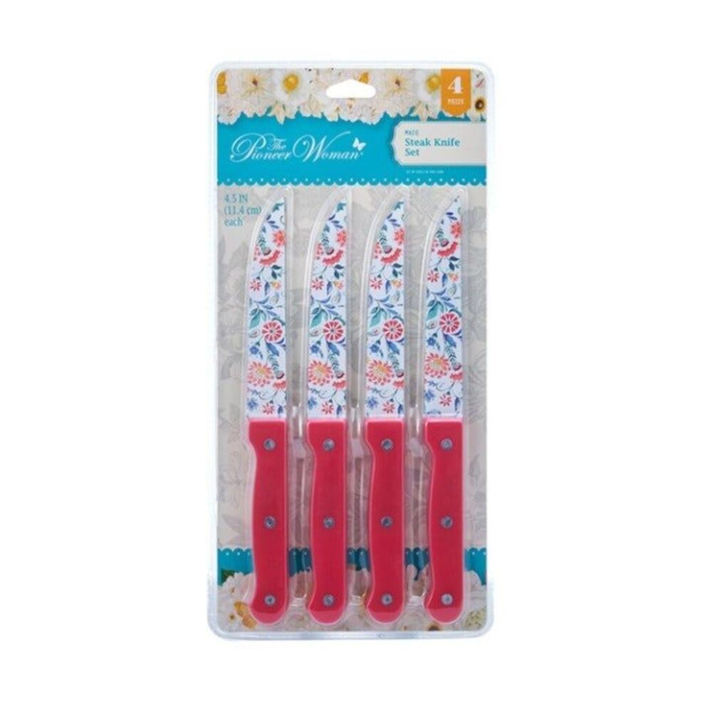 Pioneer Woman Steak Knife 4Pc Set Mazie Floral New